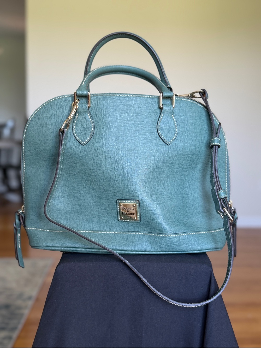 Dooney & Bourke Teal Dome Satchel with Crossbody Strap
